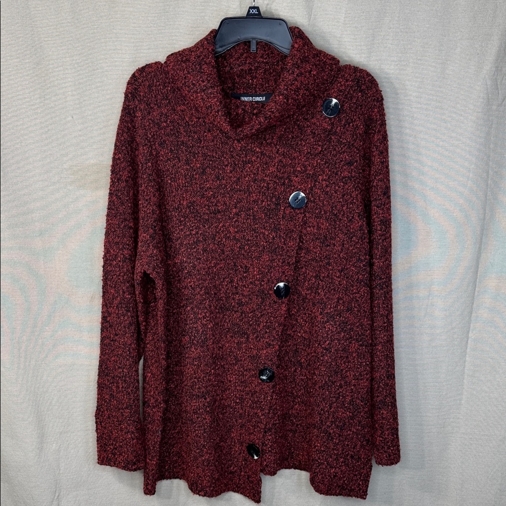 Inner Circle Sweater‎ Red/Black Heathered Turtleneck Asymmetrical Tunic 2X NWT